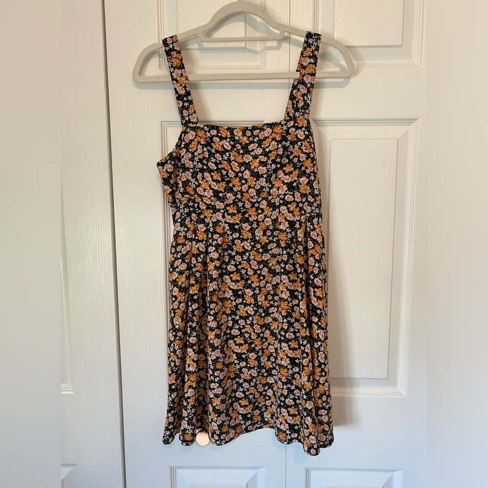 BCBG Addison Babydoll Floral Garden Mini Dress XS Bow Cutout